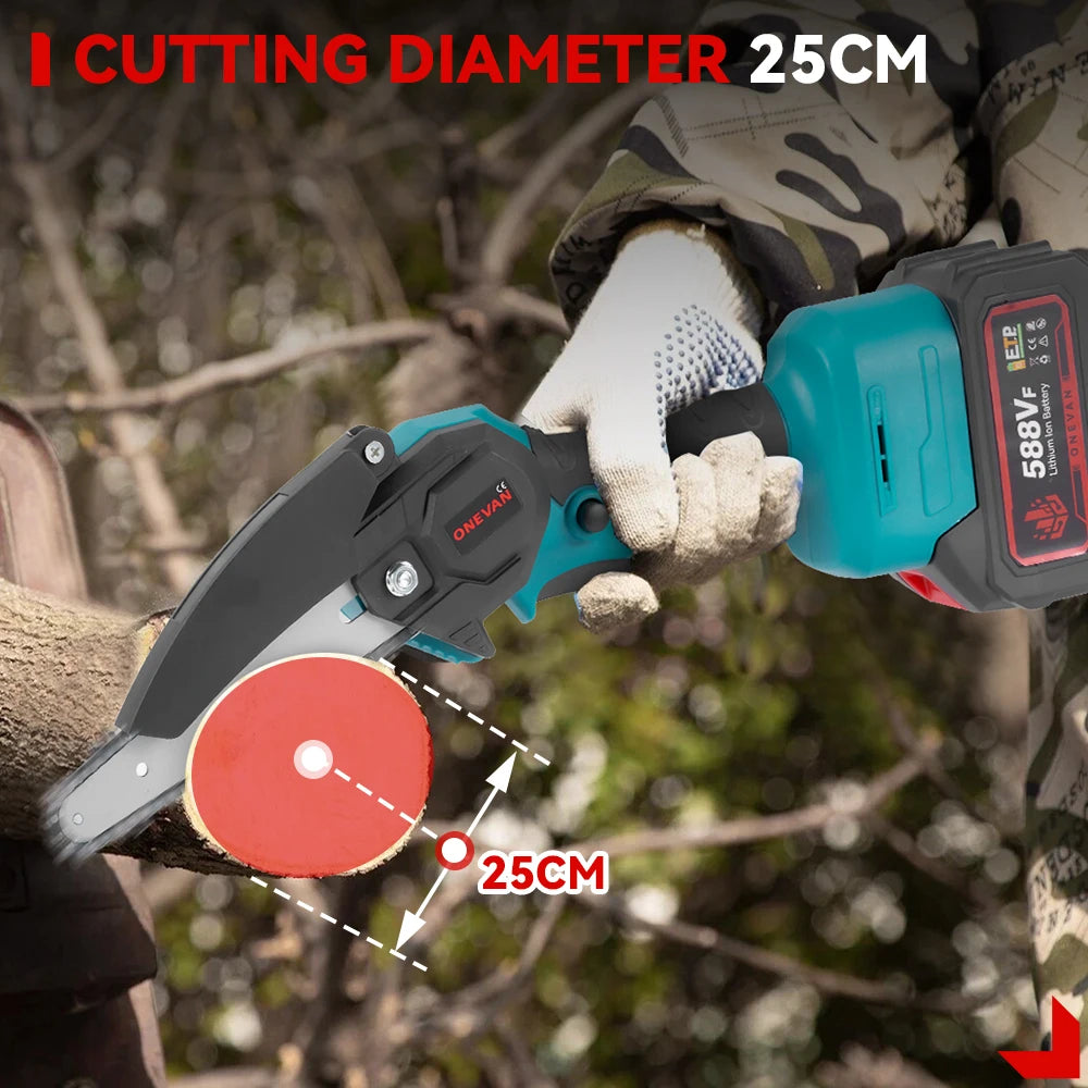 ONEVAN 3500W 6 Inch Brushless Electric Chainsaw Cordless Portable Electric Saw Woodworking Power Tool For Makita 18V Battery Pin