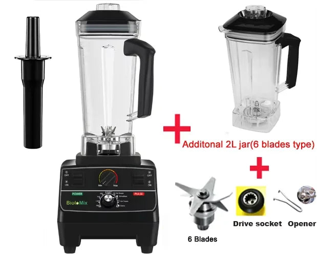 BioloMix 2200W Smart Timer Blender Features Pre Programmed Functions 2L BPA Free Container Perfect for Juicing Smoothies and Ice