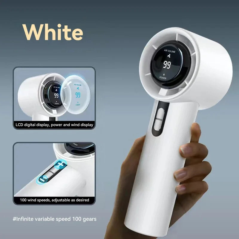Lenovo New Handheld High-speed Fan USB Charge Mini Portable 100 Speed Turbo Violent Small Outdoor Powerful Fan 3000mAh Battery