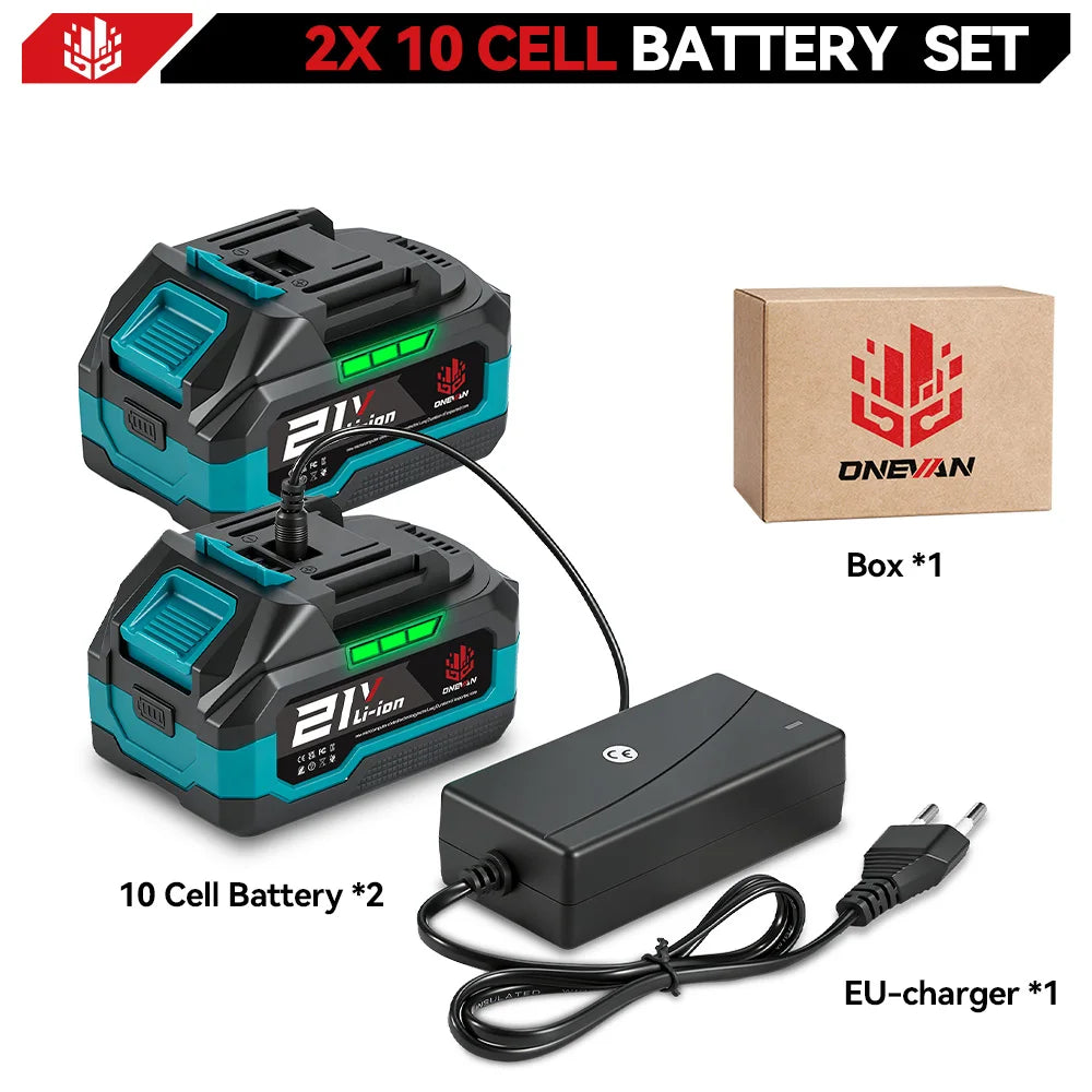 Batterie au lithium rechargeable ONEVAN 21V 22500mAh 15000mAh pour outils électriques sans fil, compatible avec les batteries Makita 18V