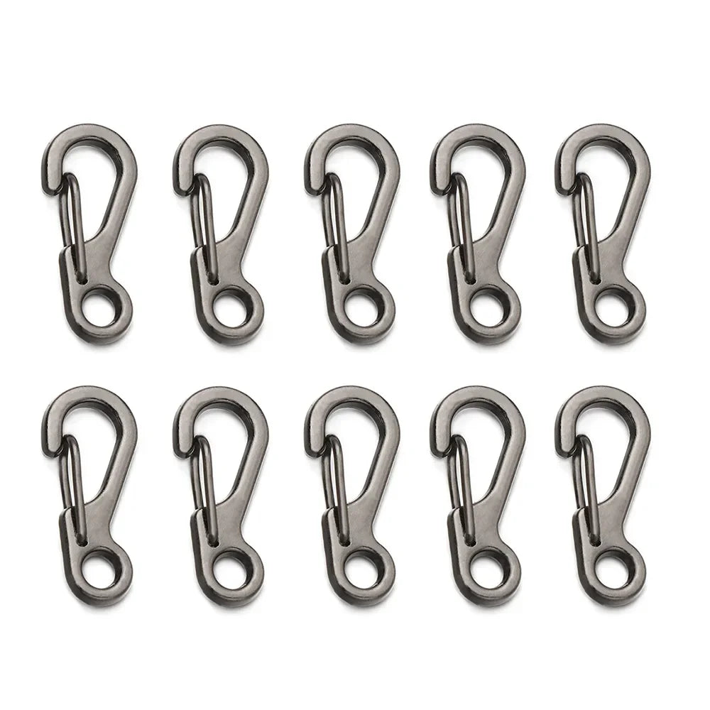 4-10Pcs Mini Spring Carabiners Set Outdoor EDC Keychain Camping Rope Clasps Tactical Survival Hooks Paracord Clips