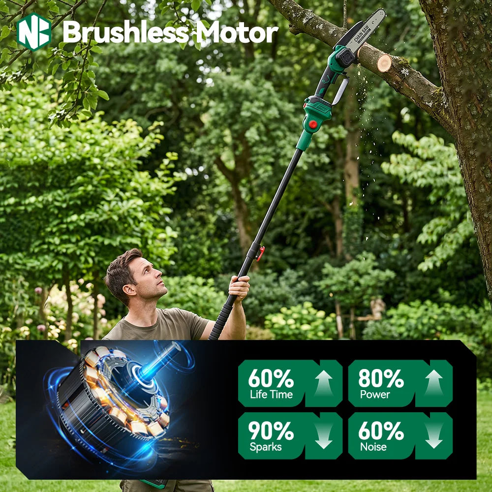 NEWBENY Ensemble d'outils de jardinage 3-en-1 : tondeuse à gazon sans fil, tronçonneuse électrique et coupe-bordures télescopique pour batterie Makita 21V