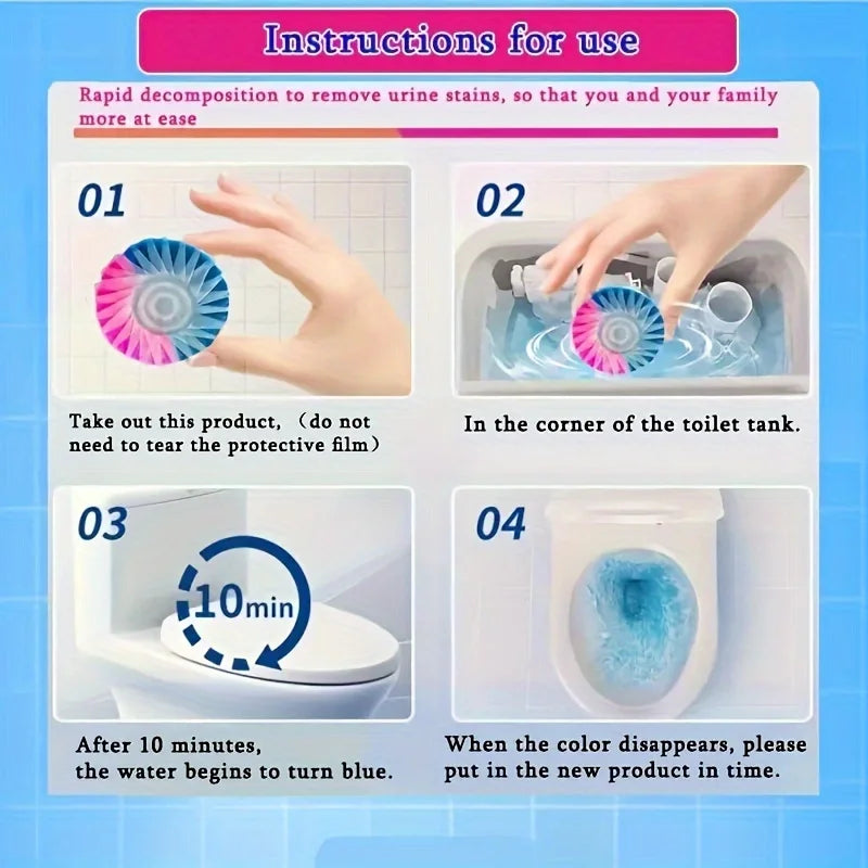 New Toilet Bowl Cleaner, Toilet Flush Tank Blue Bubble Set Yellowing and deodorizing,Long-Lasting Fresh Cherry Blossom Fragrance