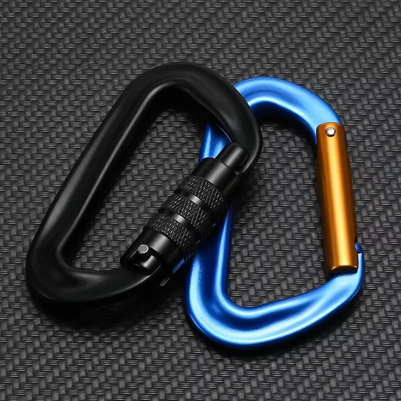 12kN D-Shaped Aluminum Alloy Carabiner with Screw Lock, Heavy Duty Rock Climbing Lock for Outdoor Hiking Camping Backpacking