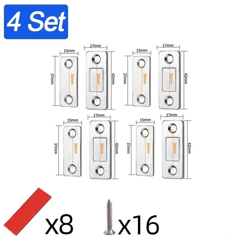 Magnetic Cabinet Catches Ultra Thin Door Strong Magnets Stopper Invisible Adhesive Drawer Magnet Lock for Kitchen Closet Closer