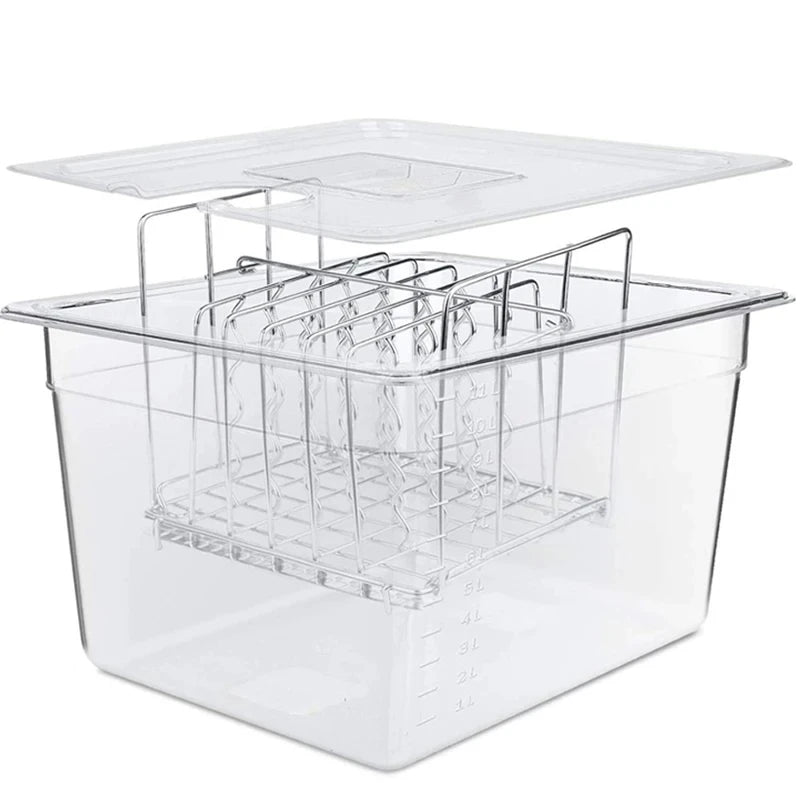 Premium 11L Sous-vide rek met uitneembare verdelers, geschikt voor de meeste circulatoren, nauwkeurige temperatuurregeling, eenvoudig te reinigen, vaatwasserbestendig
