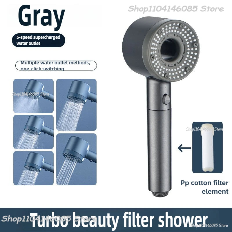 5 Modes Shower Head High Pressure Showerhead Portable Filter Rainfall Faucet Tap Bathroom Bath Home Bathroom Accessories