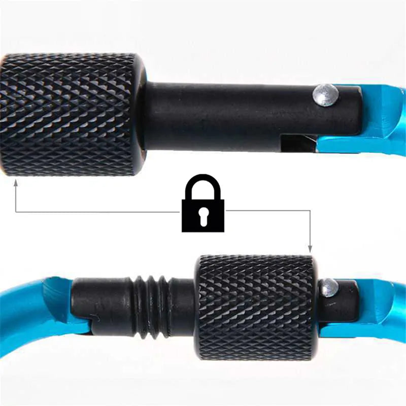 4Pcs Aluminum Carabiner Clips with Screw Gate 7.5mm Diameter Hiking Outdoor Camping EDC Equipment Safety D-Lock Clip Hooks