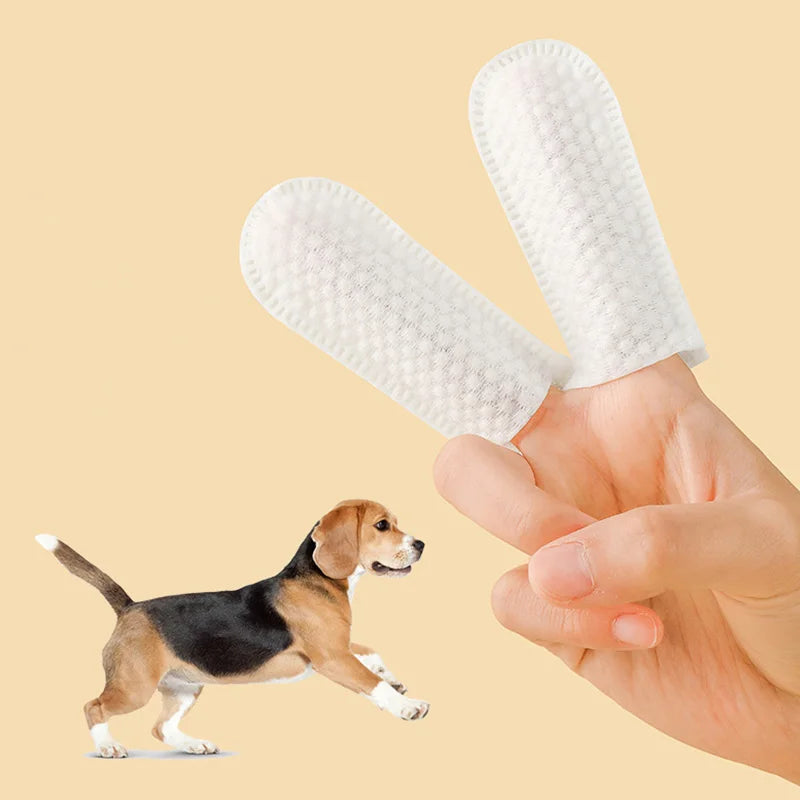 Pet Teeth Cleaning Finger Wipes for cat dog Ear Eyes Wipes Pads Tear Stain Food-Grade Effective Finger Toothbrush Pet Supplies