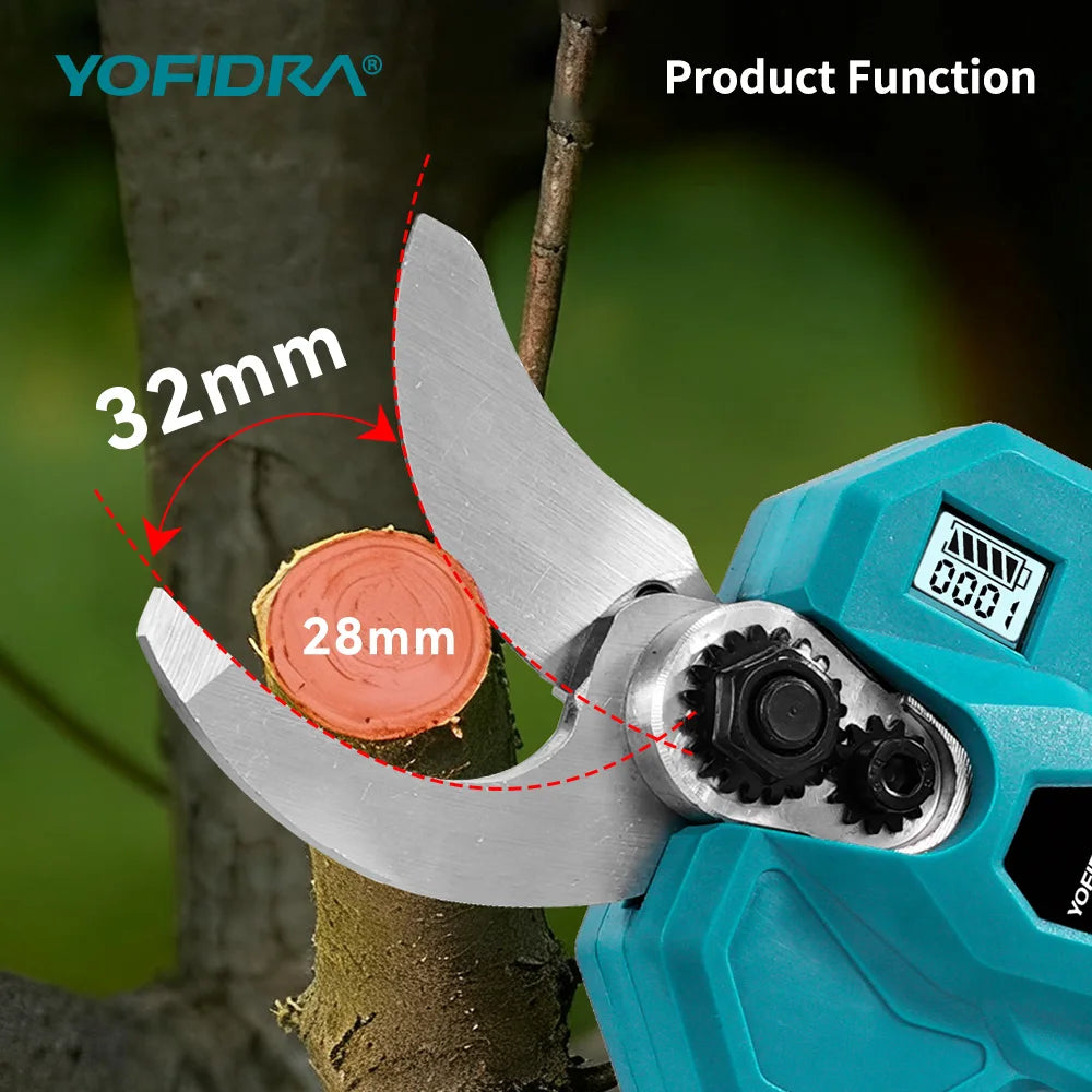 YOFIDRA 32MM Brushless Electric Scissors Cordless Garden Pruning Shears Fruit Tree Branch Power Tools For Makita Battery Pin
