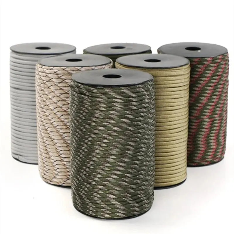 100m 650 Military Standard 9-Core Paracord Rope 4mm Outdoor Parachute Cord Survival Umbrella Tent Lanyard Camping Strap