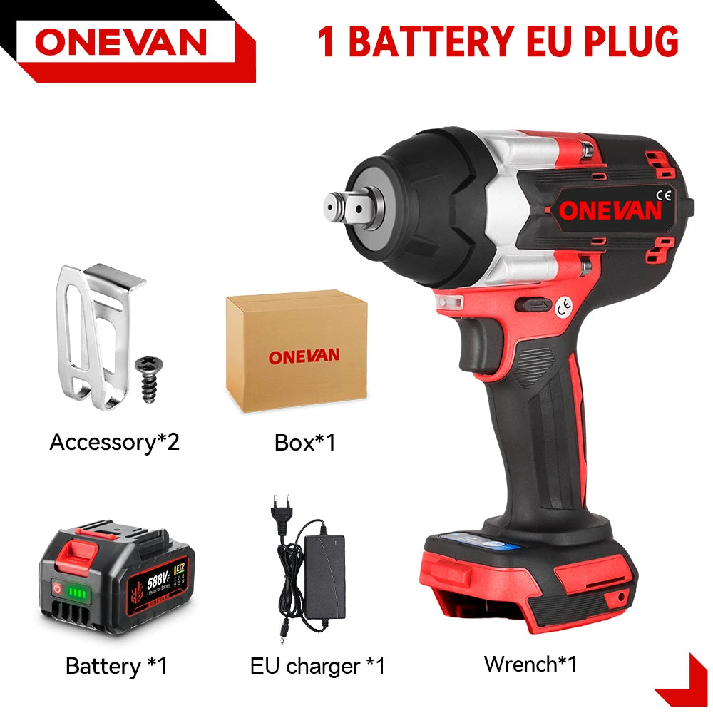 ONEVAN 1800 N.M Koppel Borstelloze Elektrische Slagsleutel 1/2 inch Accusleutel Elektrisch Gereedschap voor Makita 18V Accu Pin