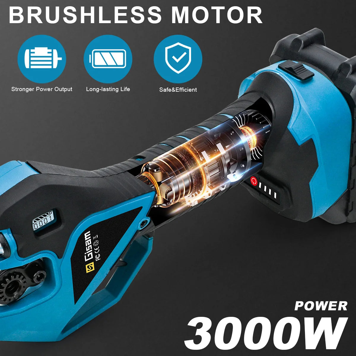 Gisam Borstelloze 60mm Elektrische Snoeischaar Draadloze Snoeischaar voor Fruitbomen en Bonsai Gereedschap voor Makita 18V Accu