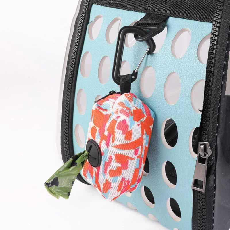 Colorful Print Dog Waste Bag Dispenser Portable Dog Poop Bag Holder Outdoor Pet Trash Bags Dispenser Dog Accessories