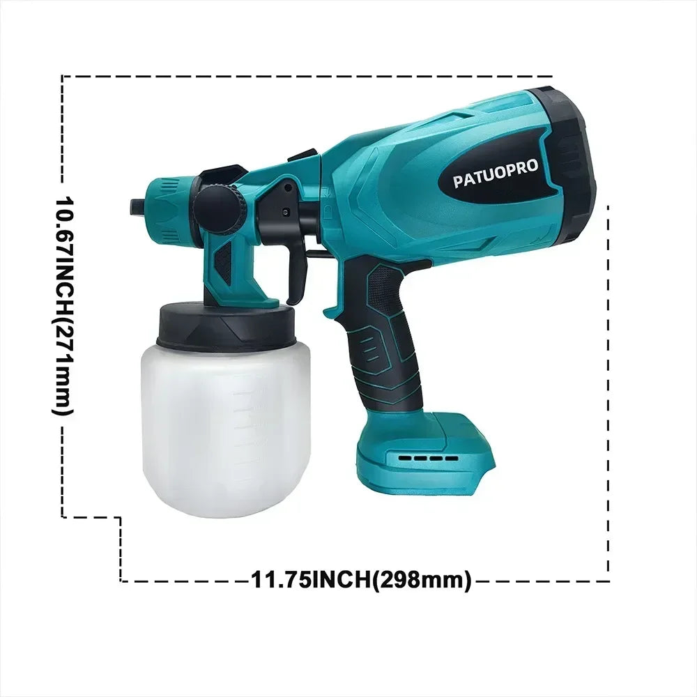 Electric Spray Gun Cordless Paint Sprayer for Auto Furniture Steel Coating - Cordless Electric Spray Gun Compatible with Makita 18V Battery (No Battery Included) - Quality Shopping Centre