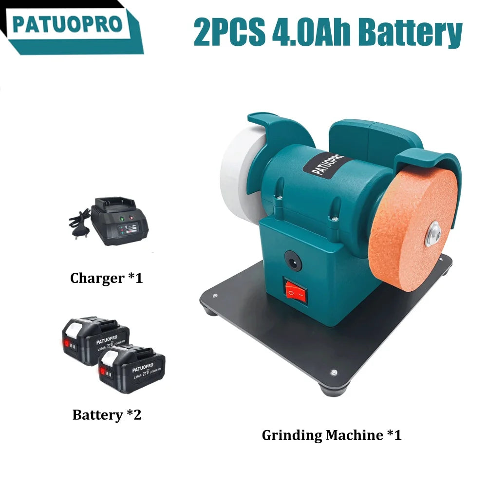 Portable Dual-Wheel Mini Grinder Cordless Polisher 100/120 Mesh Wheels Metal Polishing Sharpening Tool For Makita 18V Battery