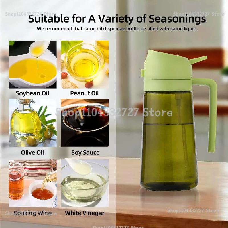 Oil Sprayer for Cooking Oil Spray Bottle 2-in-1 Olive Oil Dispenser Sprayer Kitchen Items and Accessories Camping Tool Spice Jar