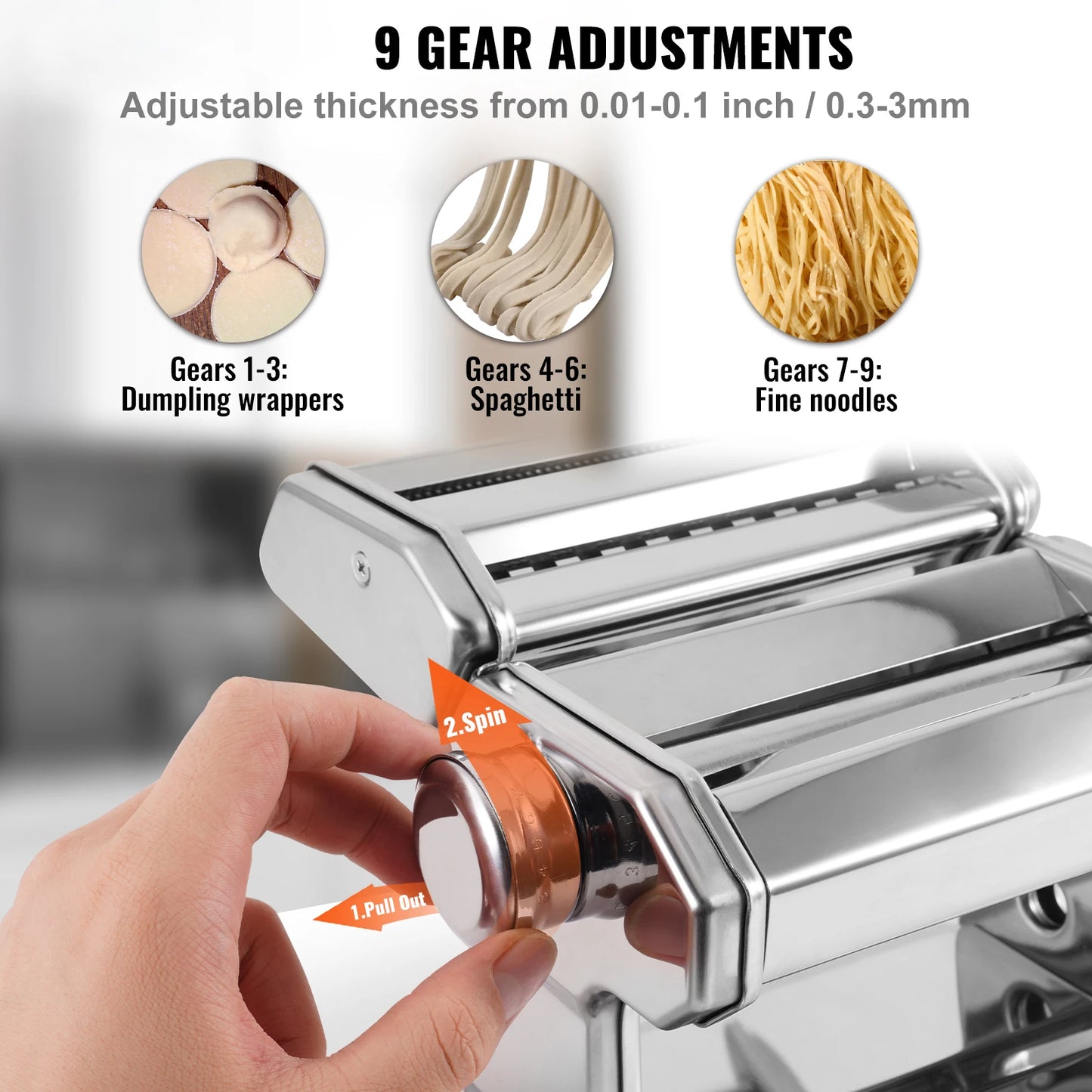 SucceBuy Manual Pasta Maker Machine Set Stainless Steel Slicer Fresh Noodle Rollers Cutter for Kitchen Hotel Home-Appliance