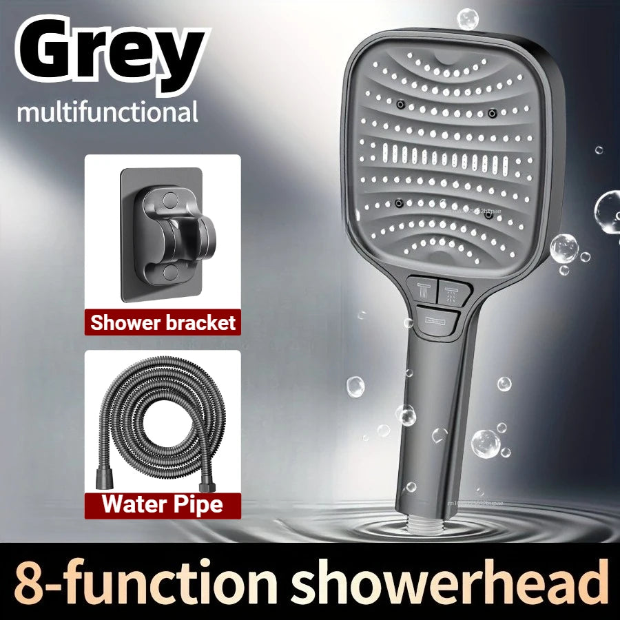 8 Modes Large Pressurized Shower Head Water Filter Antibacterial Shower Nozzle Purification Showerhead For Hotel Bathroom Use
