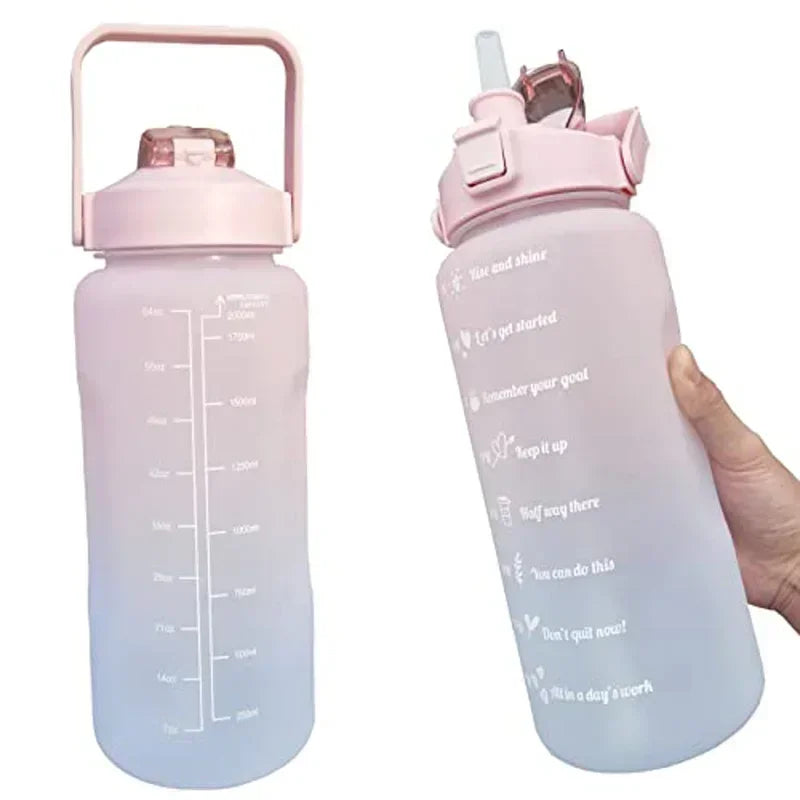 Sports Water Bottle 2 Liters Bottle Drinking Plastic Large Portable Travel Fitness Cup High Value Big Fat Cup Adult Universal