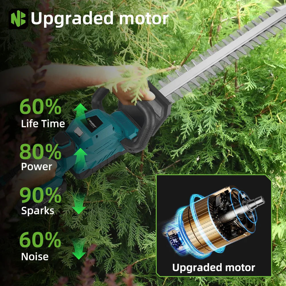 NEWBENY 530MM Electric Hedge Trimmer 180° Adjustment Angle Lawn Mower Hedge Pruner Garden Power Tool For Makita 18V Battery Pin