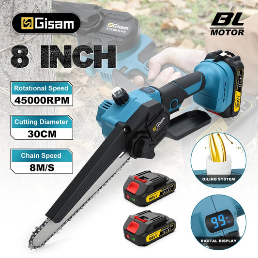 Gisam Brushless 8 inch Electric Pruning Saw Chainsaw Rechargeable Woodworking Electirc Saw Tool For makita 18v battery Pins