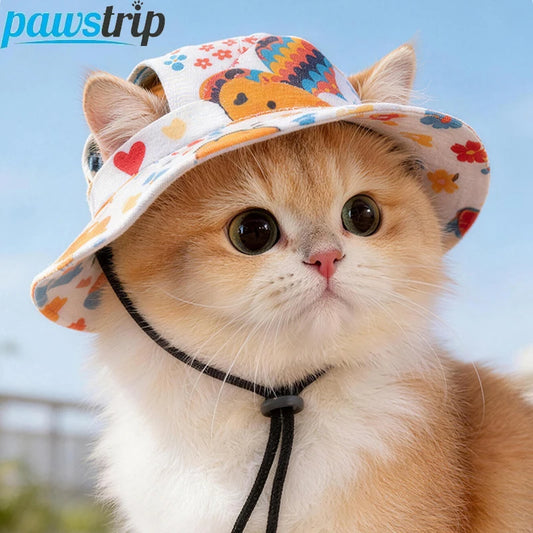 djustable Pet Dog Sun Hat Cute Printed Cat Bucket Hat for Lightweight Pet  Cap for Small Medium Dogs Cats Outdoor Pet Cap