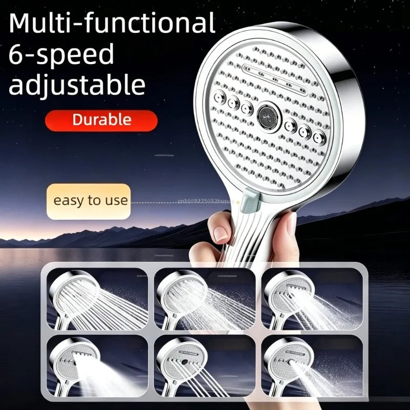 Filter Shower Head High Pressure 6 Spray Modes Chlorine Removal Handheld Water Saving Rainfall SPA Showerhead for Bathroom Hotel
