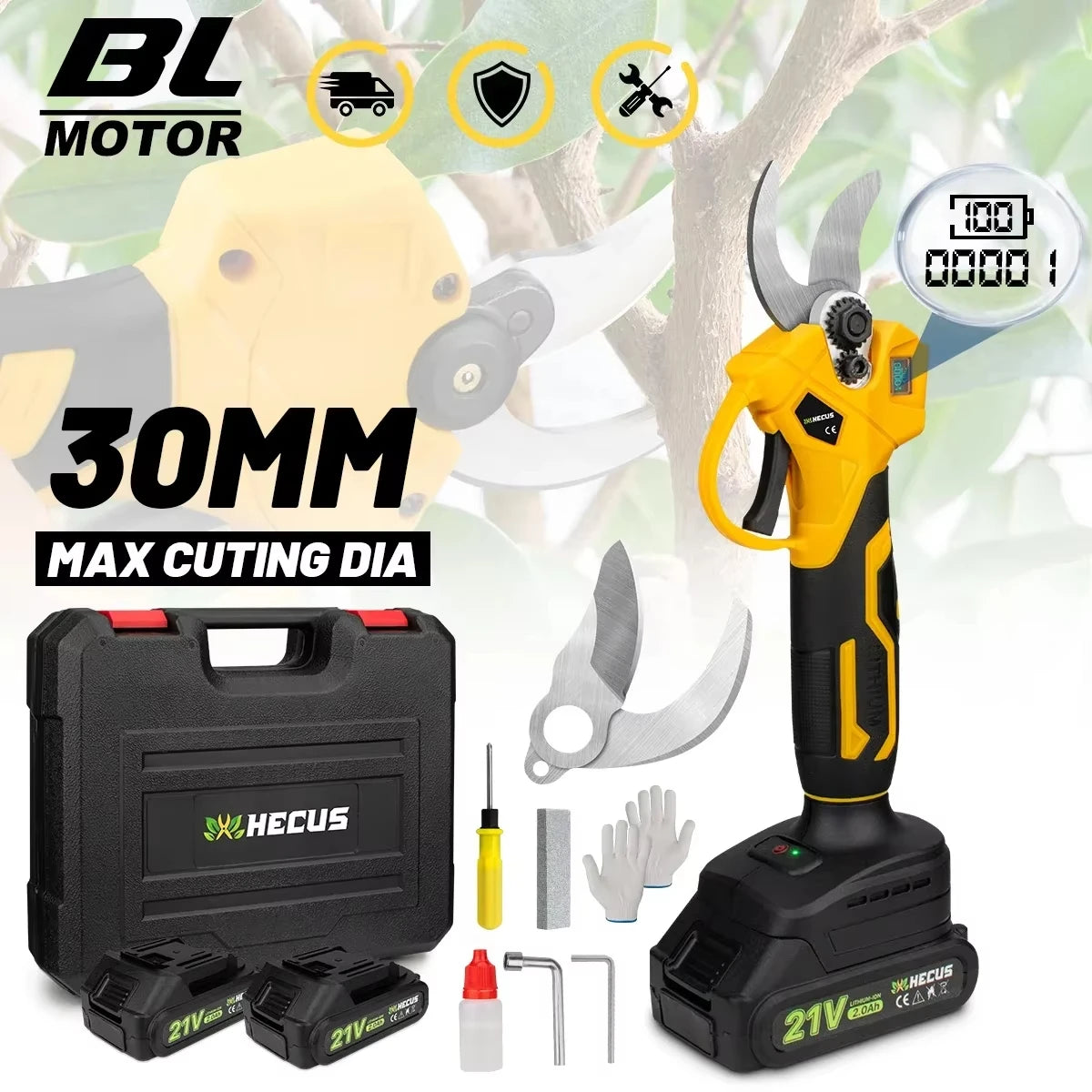 30mm Borstelloze Elektrische Snoeischaar 2 Versnellingen Fruitboom Bonsai Struik Snoeien Elektrische Schaar Voor Makita 18V Accu