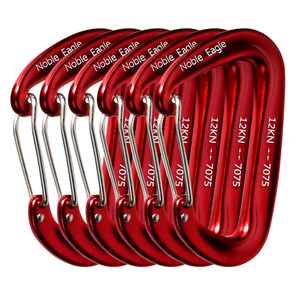 6PCS 12kN Aluminum D Ring Carabiners Heavy Duty Hook Lightweight Outdoor Camping Hiking Clips Buckle Set for Backpack Gear