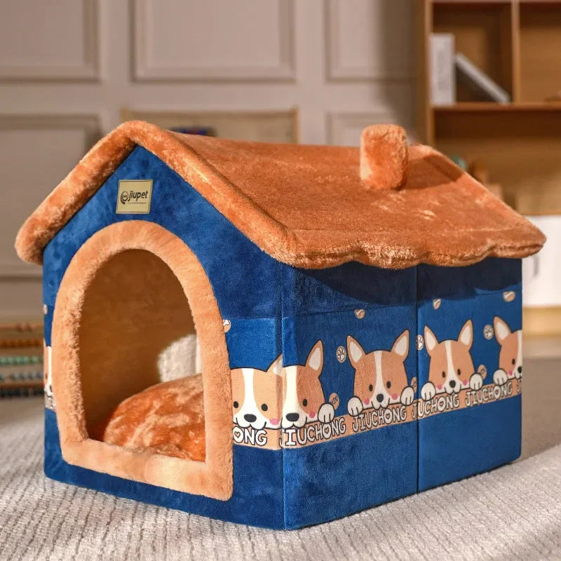 Foldable Dog House Kennel Bed Mat For Small Medium Dogs Cats Winter Warm Cat Bed Nest Pet Products Basket Pets Puppy Cave Sofa