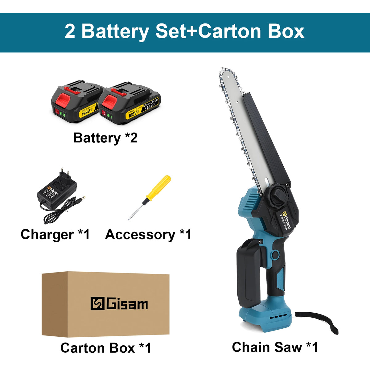 Tronçonneuse d'élagage électrique sans balais Gisam de 8 pouces, outil de scie électrique pour le travail du bois rechargeable, compatible avec les batteries Makita 18 V