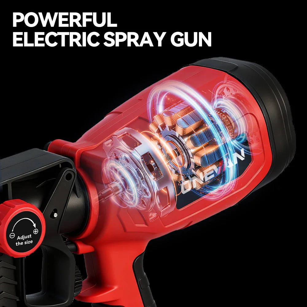 ONEVAN 1400ML Elektrisch Spuitpistool Draadloze Verfspuit voor Thuisgebruik Auto Meubels Staalcoating Airbrush Geschikt voor Makita 18V Accu