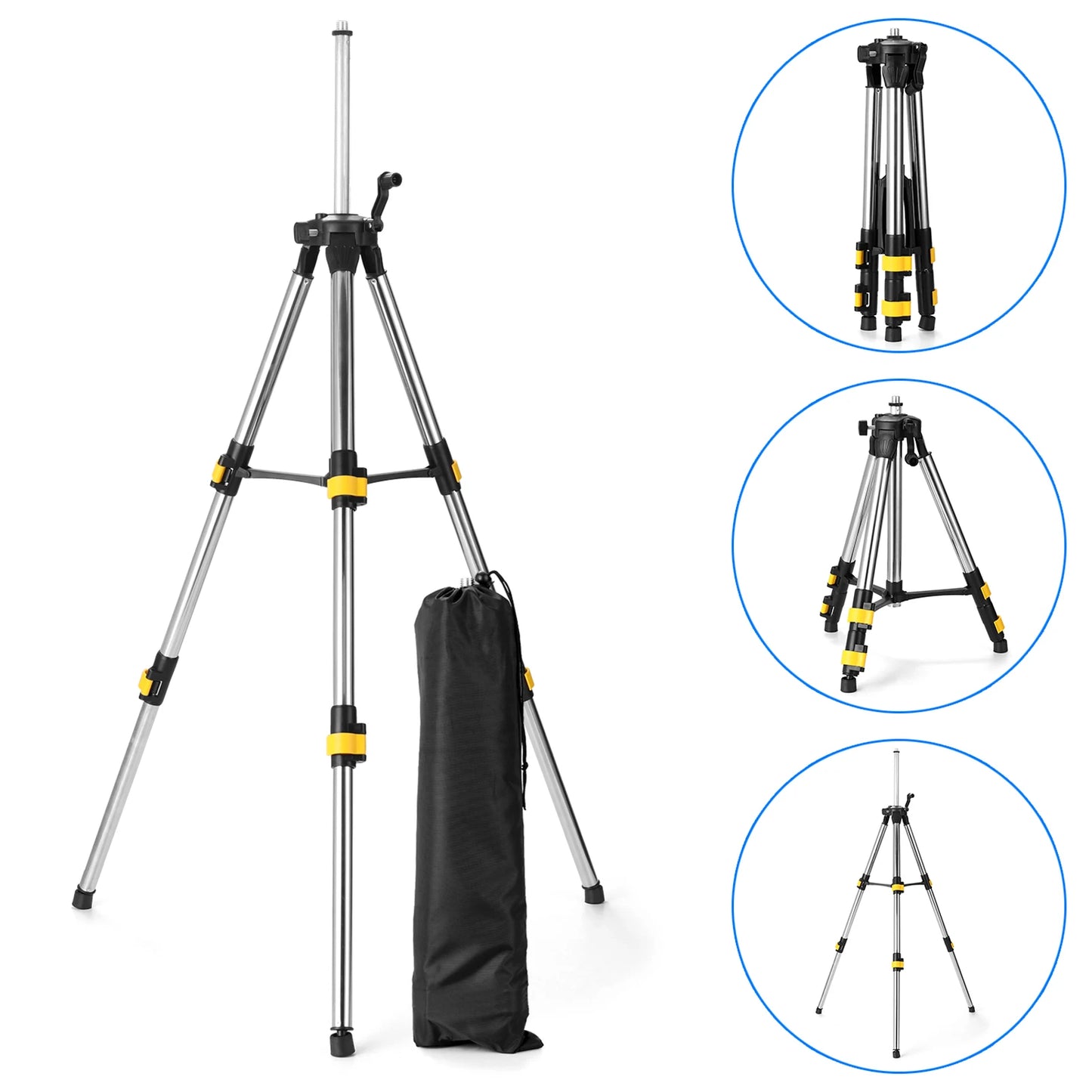 1.2M Three Height Adjustment Stainless Steel Extension Bar Tripod Stand For Laser Level with Bubble-level Tripod Stand