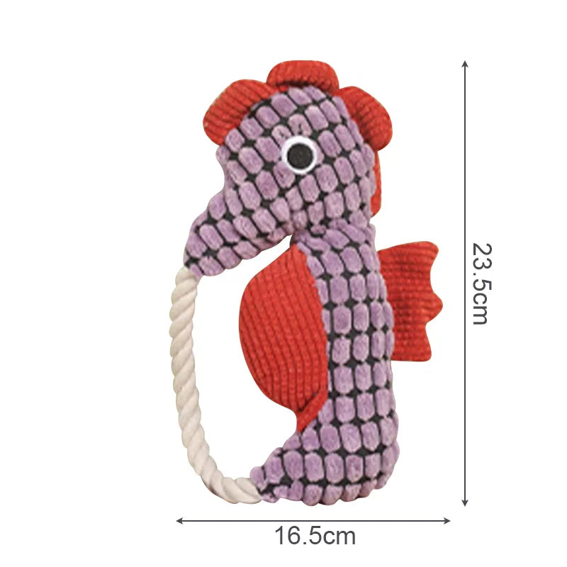 Pet Dog Plush Toy Interactive Dog Squeak Toys Bite Resistant Puppy Grinding Teeth Toy Funny Pet Seahorse Toy Dog Accessories