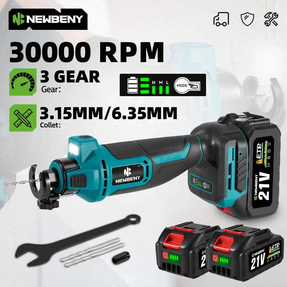 NEWBENY 3 Gear Brushless Electric Drywall Cut-Out Tool Wood Drywall Sheetrock Rotary Saw Power Tool For Makita 18-21VBattery Pin