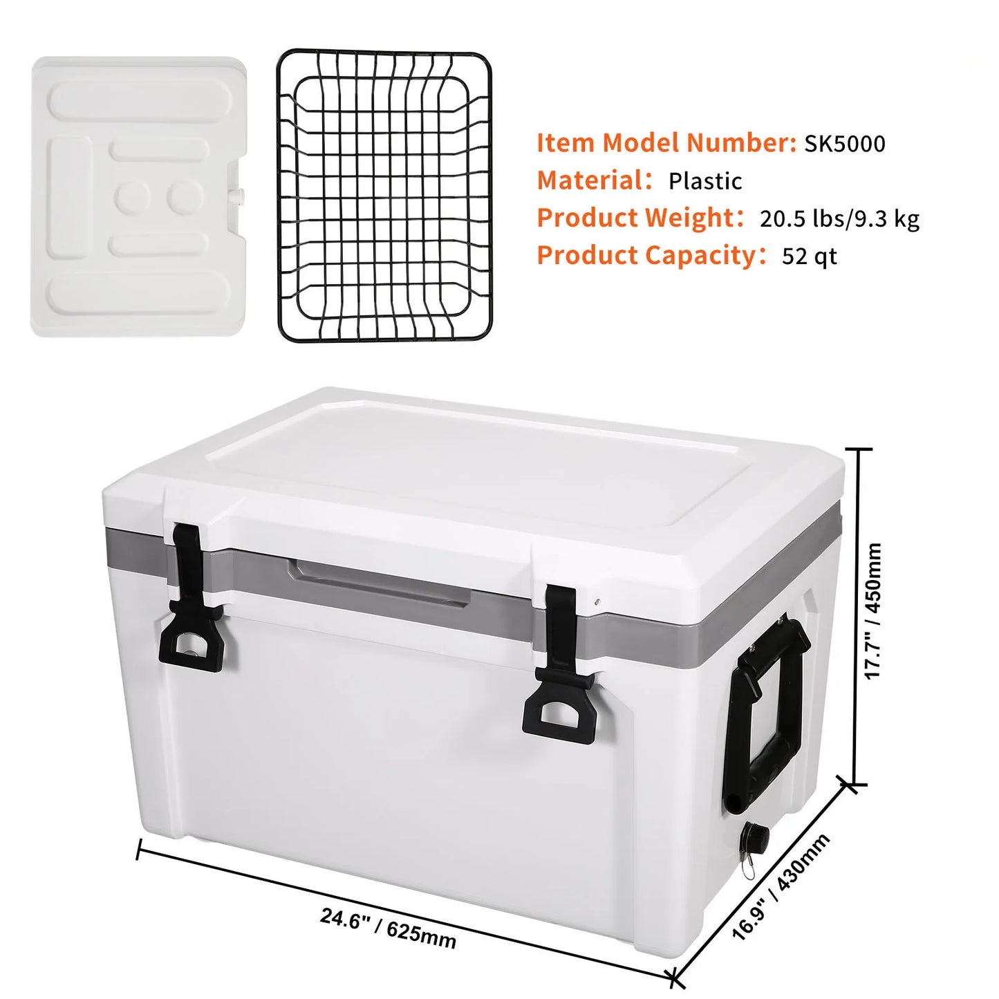 SucceBuy 25/33/45/52QT Hard Cooler Insulated Portable Large Capacity Ice Chest Cooling Box for Family Outdoor Camping Activities