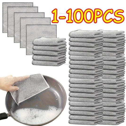 1-100 stuks metalen vaatdoek, krasvrije pannendoek, schoonmaakdoek voor keukenfornuis, pannendoek voor het verwijderen van vlekken, voor speciaal gebruik