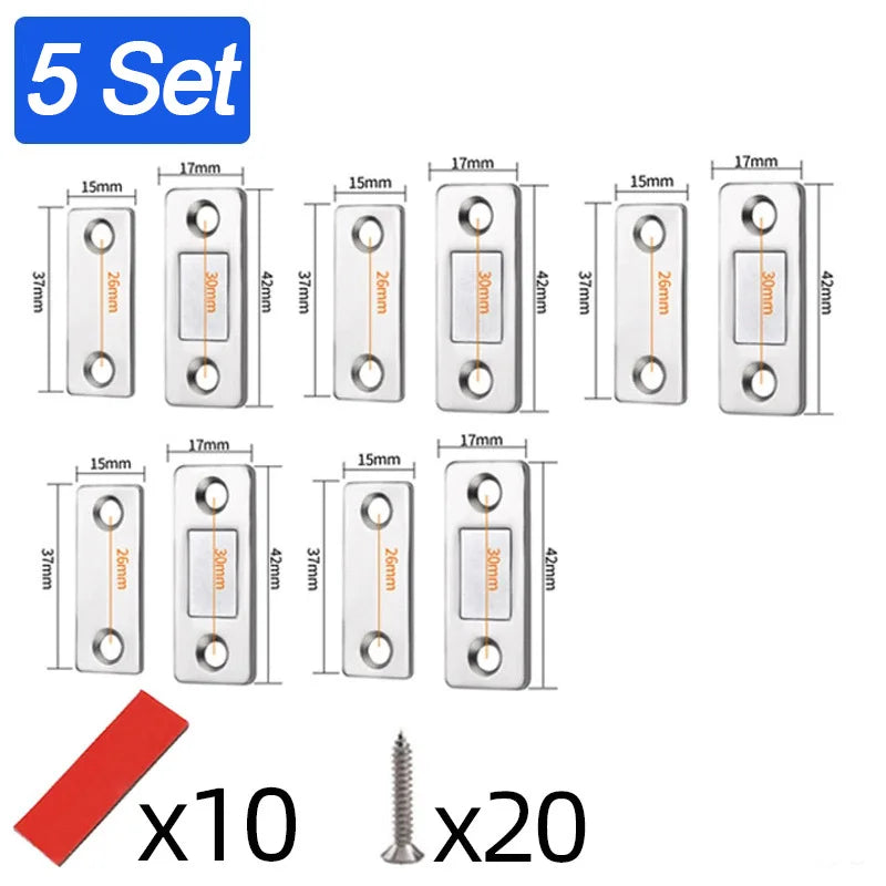 Magnetic Cabinet Catches Ultra Thin Door Strong Magnets Stopper Invisible Adhesive Drawer Magnet Lock for Kitchen Closet Closer