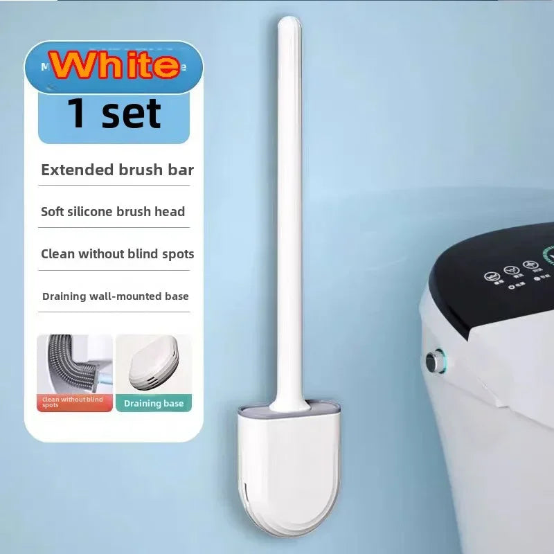 Silicone Toilet Brush Cleaner Wc for  Bathroom Cleaning Toilet Accessories Long Handle FlexibleCleaner Brush BathroomAccessories