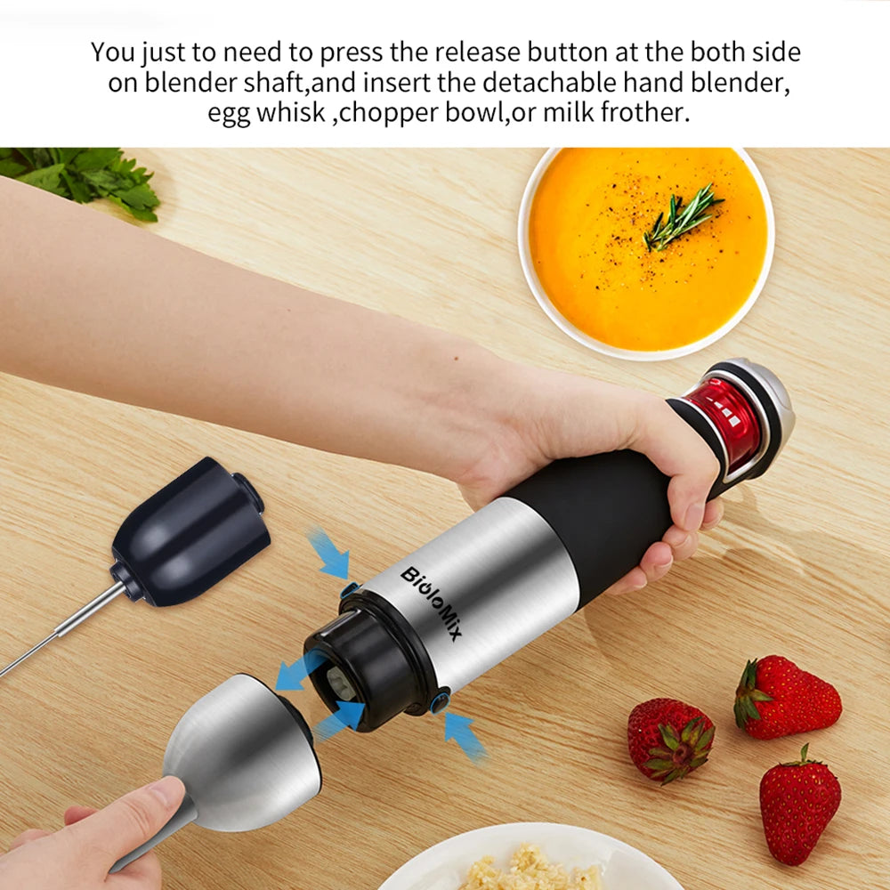 Biolomix 5 in 1 Multifunctional Electric Hand Blender Immersion Handheld Mixer Food Processor Chopper Beater Frother
