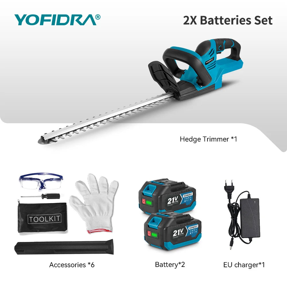YOFIDRA Taille-haie électrique sans fil 2000 W 15 000 tr/min, scie d'élagage, tondeuse à gazon, outils de jardinage pour batterie Makita