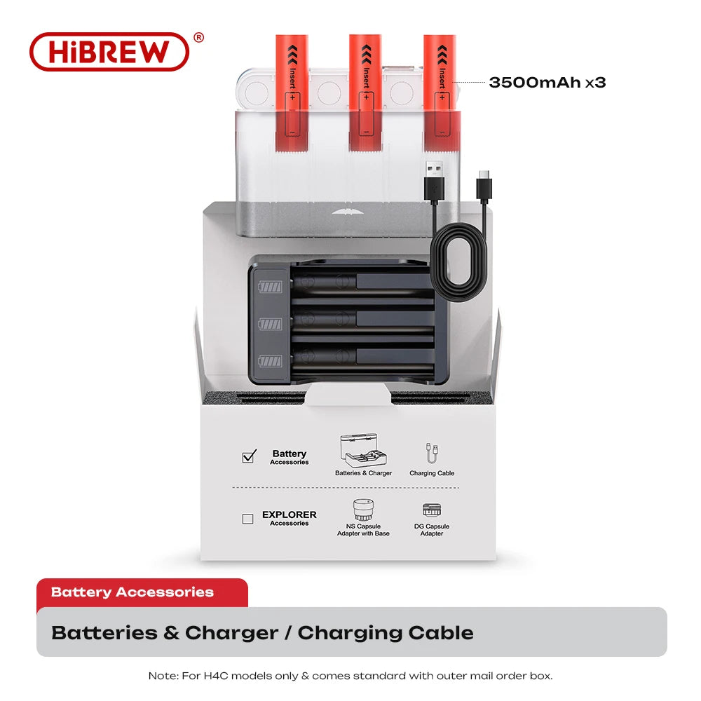 HiBREW 3,6V 18650 oplaadbaar accupakket 3500mAh*3/6 draagbaar espressomachine koffie-accessoire reizen kamperen