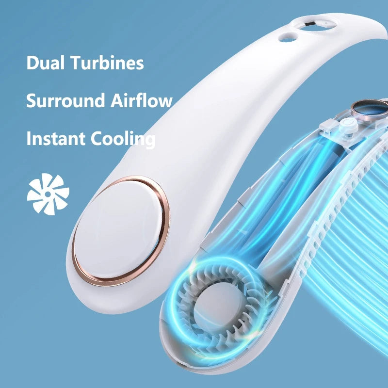 Lenovo Neck Hanging Fan Usb Charge Model Long Battery Life Portable Neck Hang Silent Fan Digital Display 5-speed High Wind Power