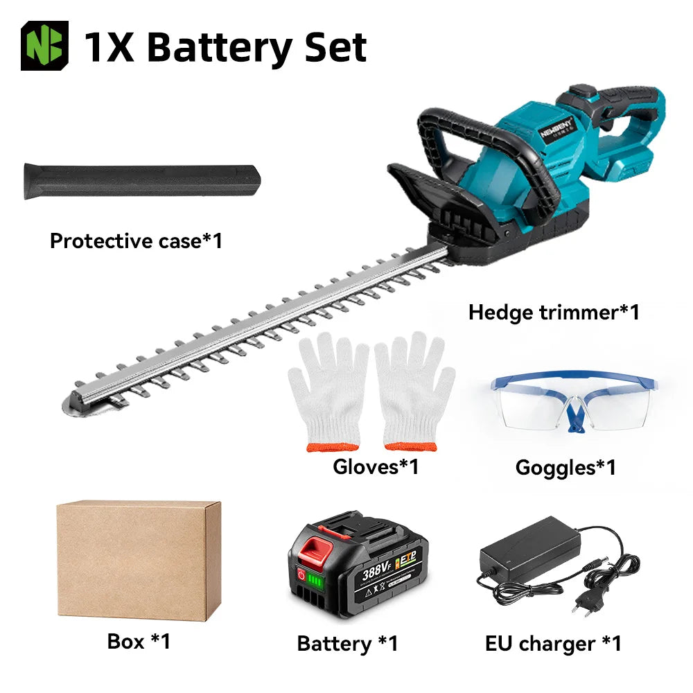 NEWBENY 530MM Electric Hedge Trimmer 180° Adjustment Angle Lawn Mower Hedge Pruner Garden Power Tool For Makita 18V Battery Pin