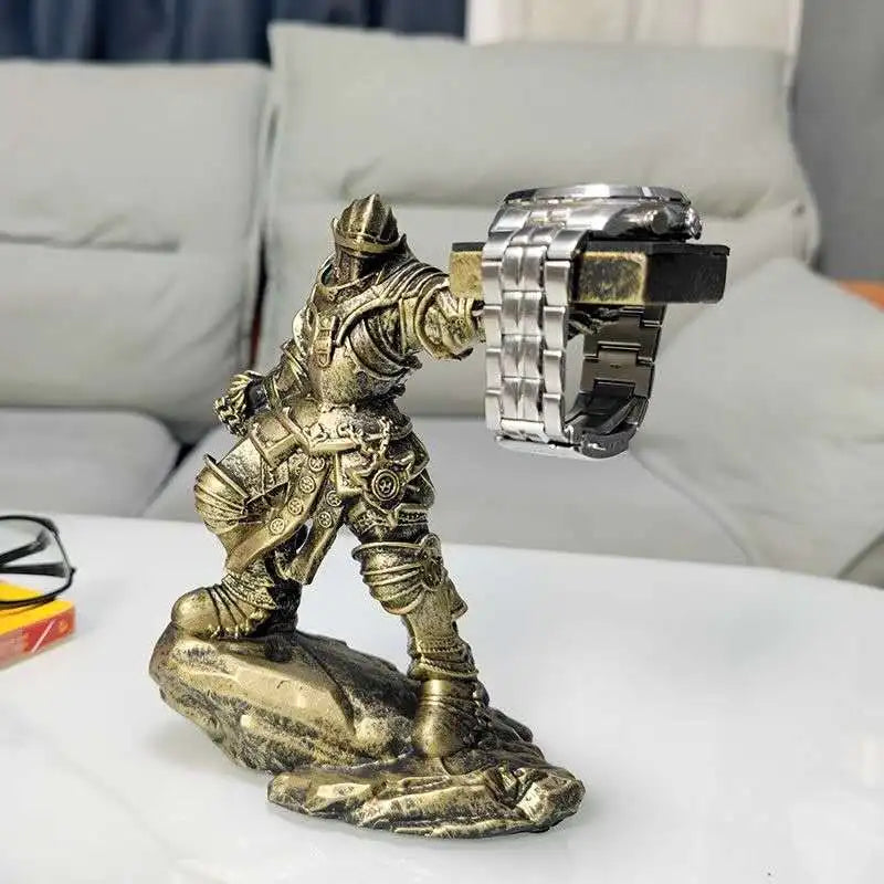 Watch Stand Charging Dock for Apple Watch, Cartoon Charging Desktop Bracket Smartwatch Holder，Black Warrior Figurine Support