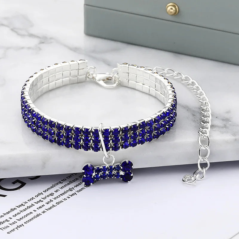 Luxury Cat Collar Bone Shape Pet Necklace for Cats Small Dogs Adjustable Cat Crystal Collar Puppy Necklace Pet Supplies