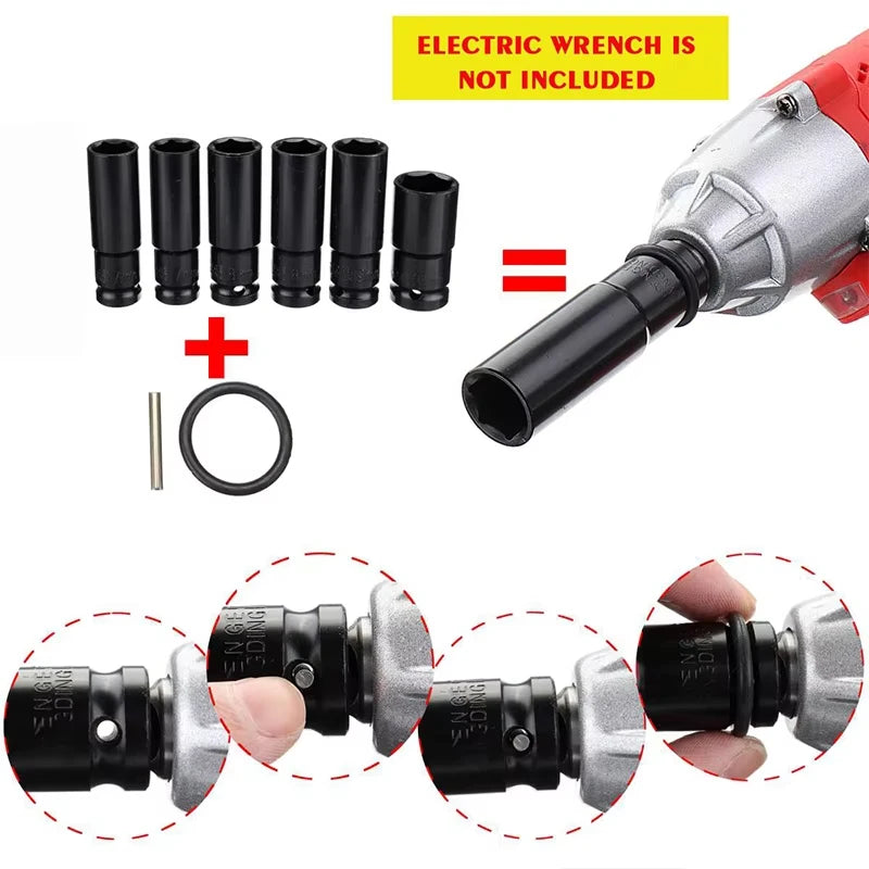 Gisam 14Pcs Set Electric Impact Wrench Hexs Socket Adapter Kit Drill Chuck Drive Adapter for Electric Drill Wrench Screwdrivers