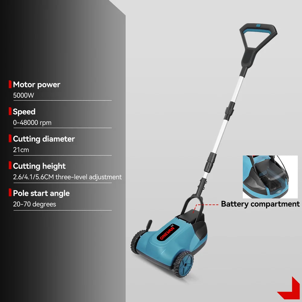 ONEVAN 36000RPM Brushless Electric Lawn Mower Cordless Grass Trimmer 3 Height Adjustment Garden Tools For Makita 18V Battery Pin
