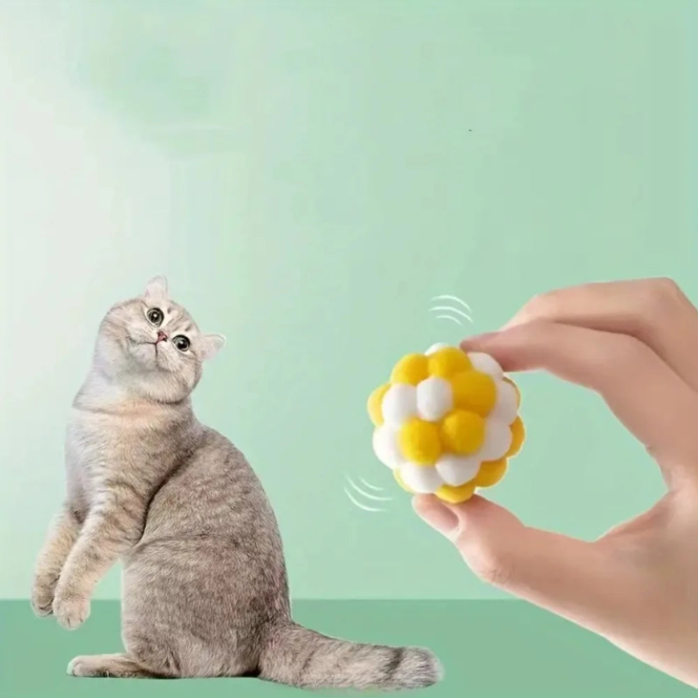 4pcs Macaron Plush Cat Balls with Jingle Bells - Interactive Play and Exercise Toys for Indoor Cats